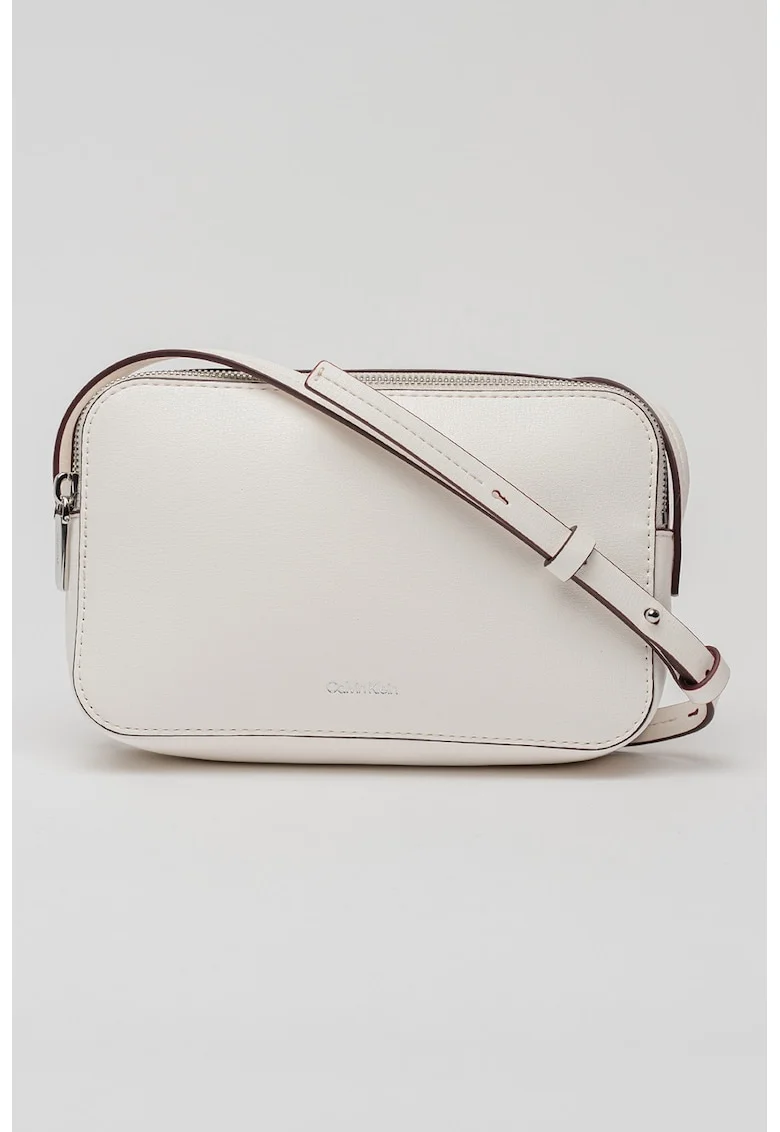 Geanta crossbody de piele ecologica cu bareta ajustabila Foil, Alb murdar