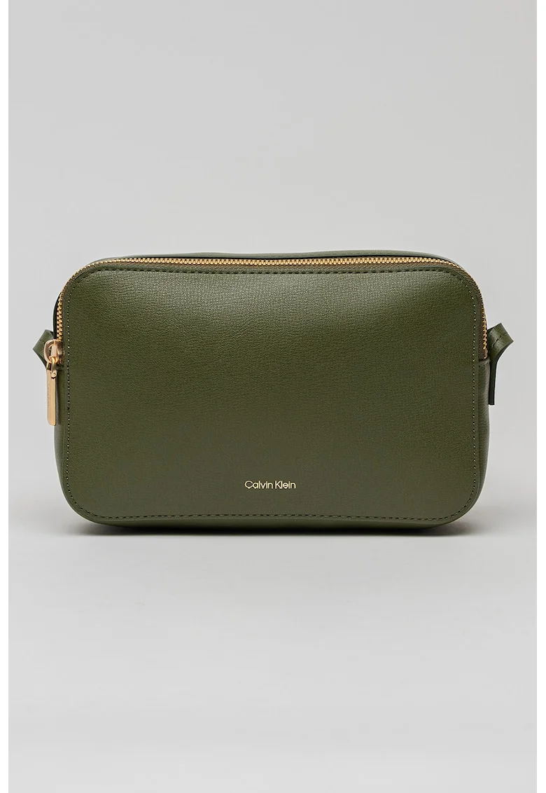 Geanta crossbody de piele ecologica cu bareta ajustabila Foil, Verde padure