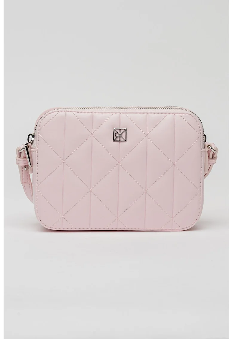 Geanta crossbody matlasata, Roz deschis