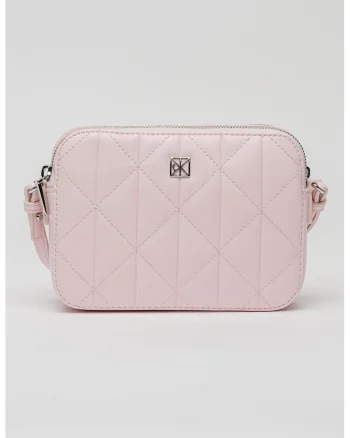 Geanta crossbody matlasata, Roz deschis