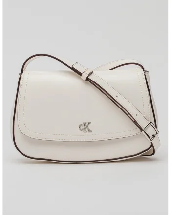 Geanta crossbody de piele ecologica cu bareta ajustabila, Alb murdar