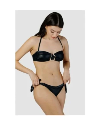 costum in doua piese cu sutien bandou si slip legat pe lateral