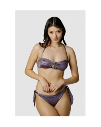 costum in doua piese cu sutien bandou si slip legat pe lateral