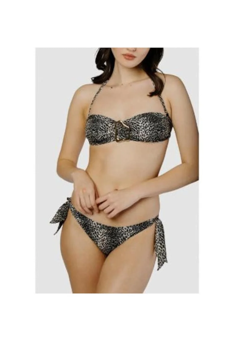 costum in doua piese cu sutien bandou si slip legat pe lateral