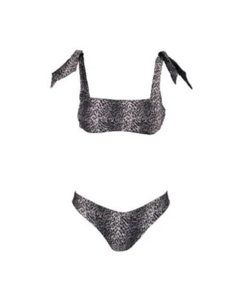costum in doua piese reversibil cu sutien bandou si slip in V, Multicolor