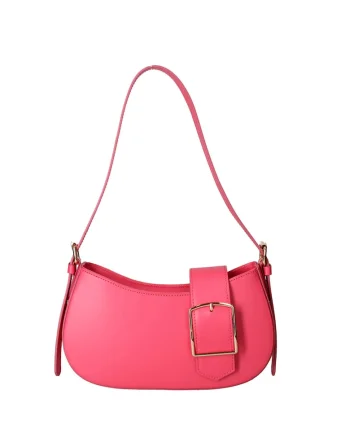 Geanta crossbody din piele cu bareta ajustabila, Fucsia
