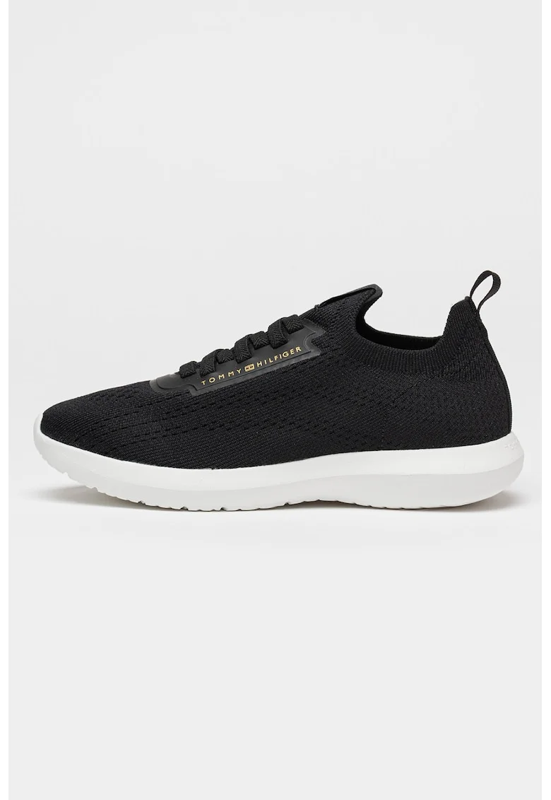 Pantofi sport slip-on cu aspect tricotat, Negru stins