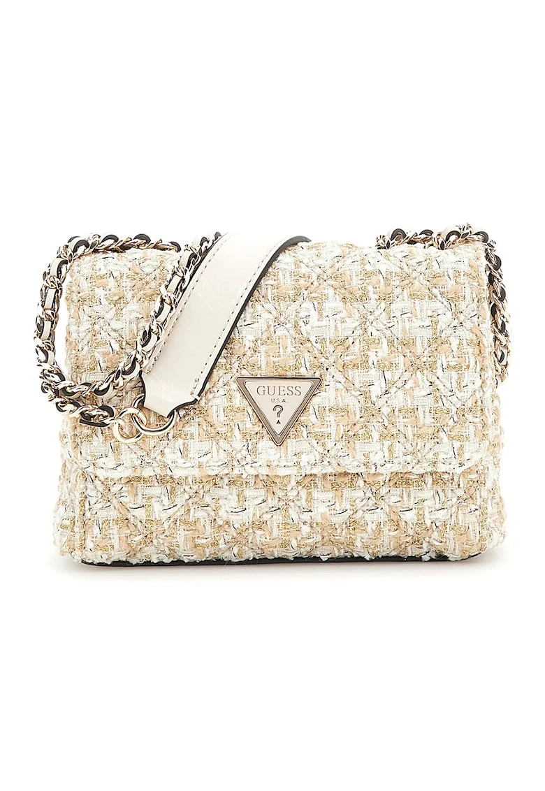Geanta crossbody mini cu clapa Giilly, Auriu/Crem