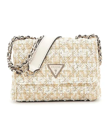 Geanta crossbody mini cu clapa Giilly, Auriu/Crem