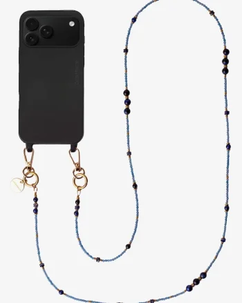 Lant crossbody din pietre naturale pentru telefon, Azurro, 120 cm