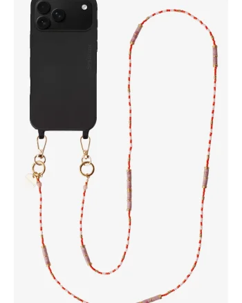 Lant crossbody din pietre naturale pentru telefon, Arancia, 120 cm