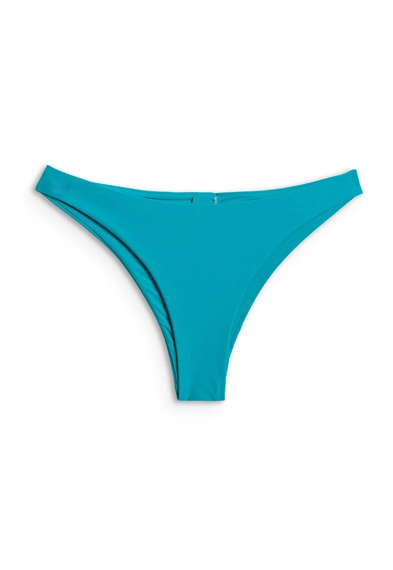 Slip de bikini  croiala braziliana, albastru, material rezistent la clor, uscare rapida