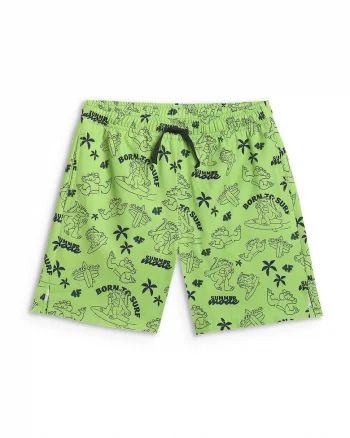 Pantaloni scurti de baie copii,  de plaja, verde/bleumarin, uscare rapida, slip interior din plasa