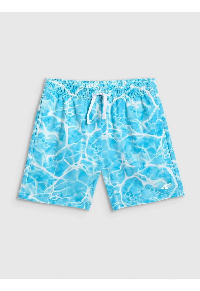 Pantaloni scurti de plaja  pentru baieti, albastru/alb, uscare rapida, slip interior din plasa, 3 buzunare