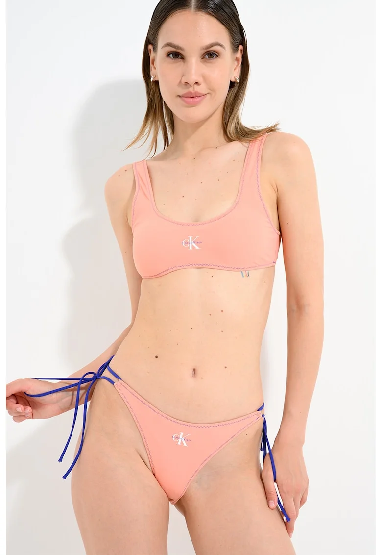 Slip brazilian cu snururi laterale, Roz somon