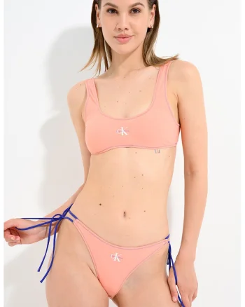 Slip brazilian cu snururi laterale, Roz somon