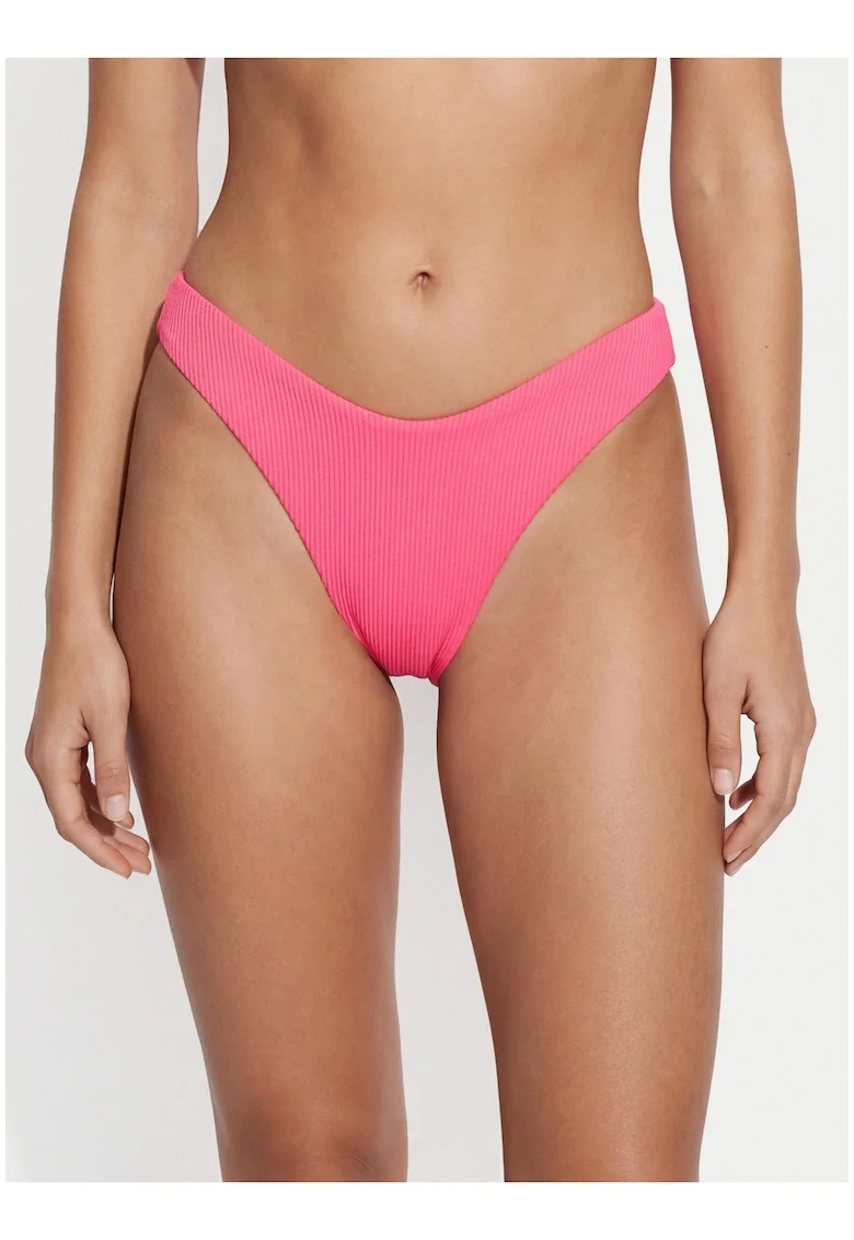 Slip de bikini dama,  roz, uni, poliester-elastan