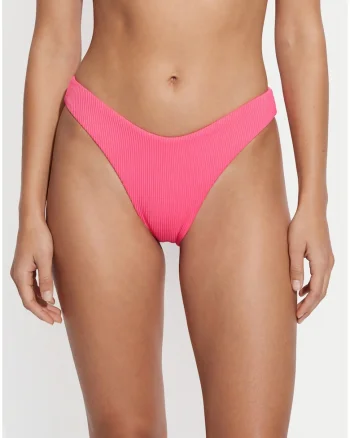 Slip de bikini dama,  roz, uni, poliester-elastan