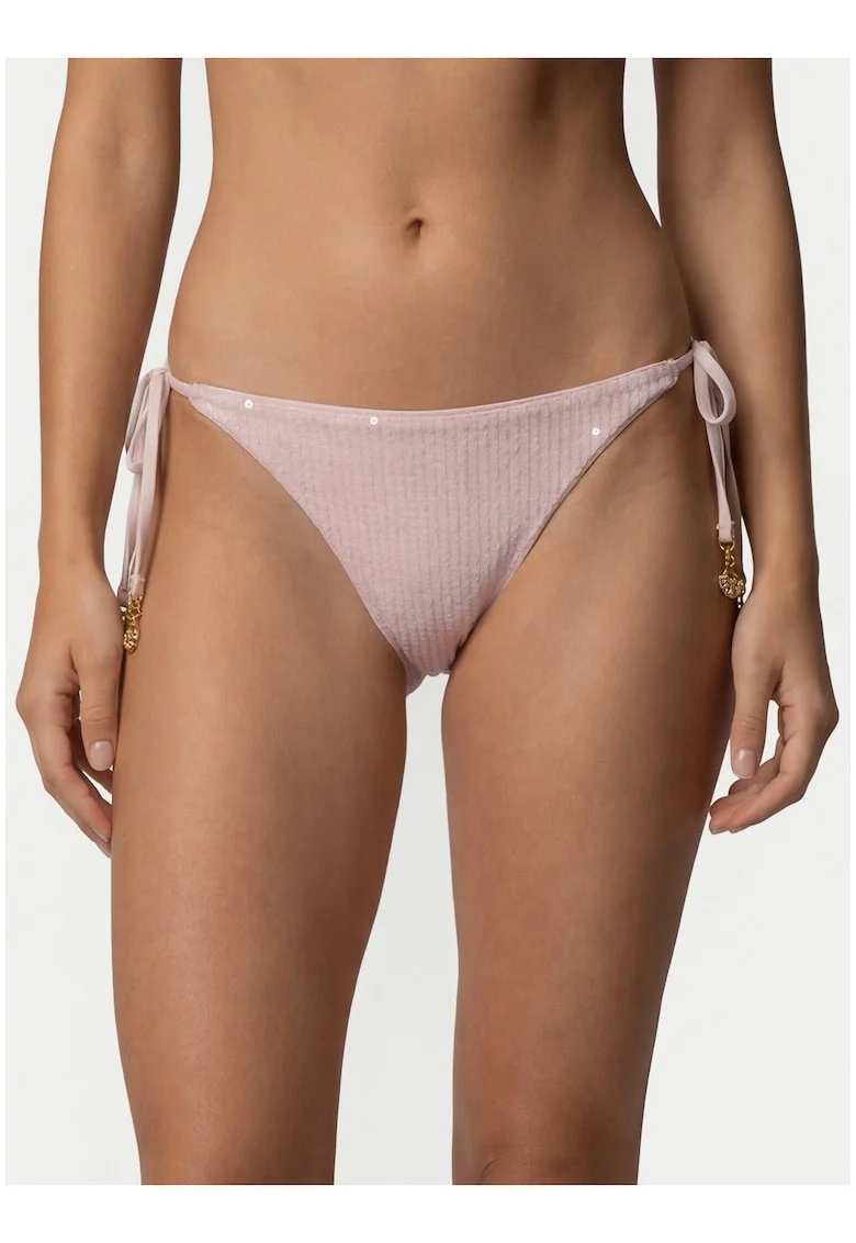 Costum de baie dama,  slip bikini, roz, poliester