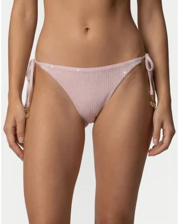 Costum de baie dama,  slip bikini, roz, poliester