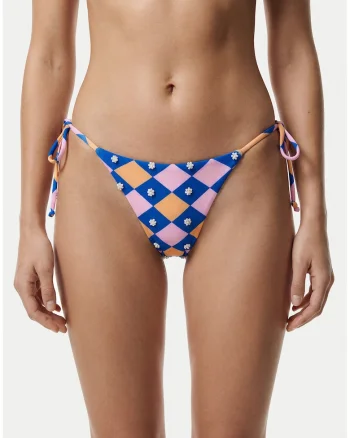 Slip de bikini dama,  reversibil, albastru-roz, material sintetic