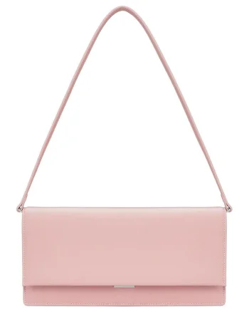 Geanta crossbody de piele cu bareta lant, Roz