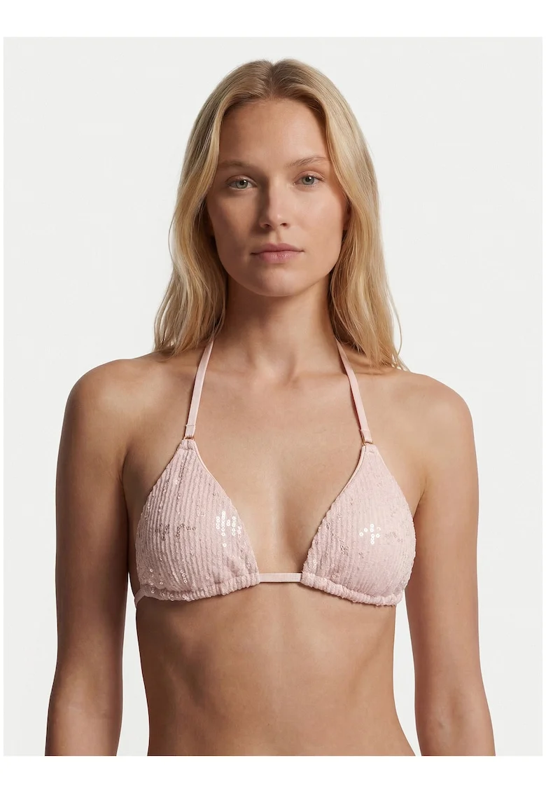 Costum de baie dama,  sutien bikini, roz, poliester