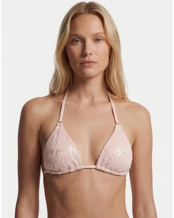 Costum de baie dama,  sutien bikini, roz, poliester