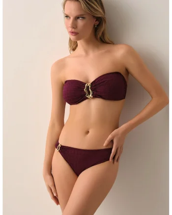 Sutien de baie cu detaliu metalic, Rosu inchis