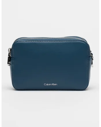 Geanta crossbody de piele ecologica cu bareta suplimentara, Albastru paun