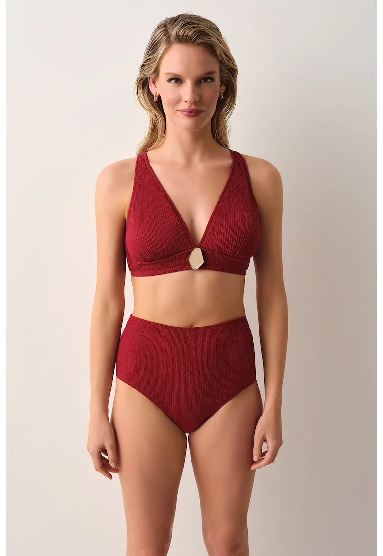 Slip texturat cu talie inalta Mika, Rosu