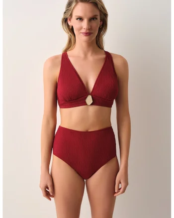 Slip texturat cu talie inalta Mika, Rosu