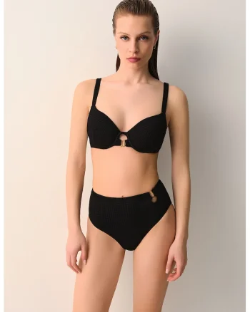 Sutien de baie cu aspect texturat, Negru