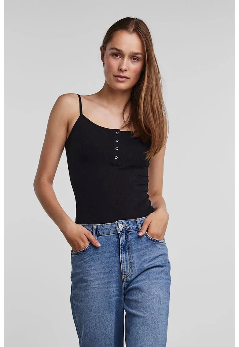 Top-body cu aspect striat Kitte, Negru
