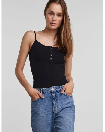 Top-body cu aspect striat Kitte, Negru