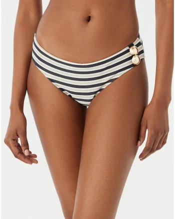Slip de bikini Dama,  Bej, Bleumarin, Dungi, Material sintetic, Set plaja