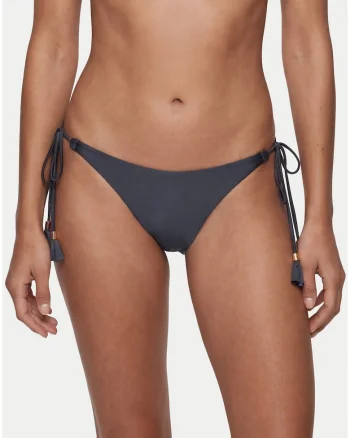 Slip de bikini,  talie joasa, material elastic, bleumarin, nylon/elastan
