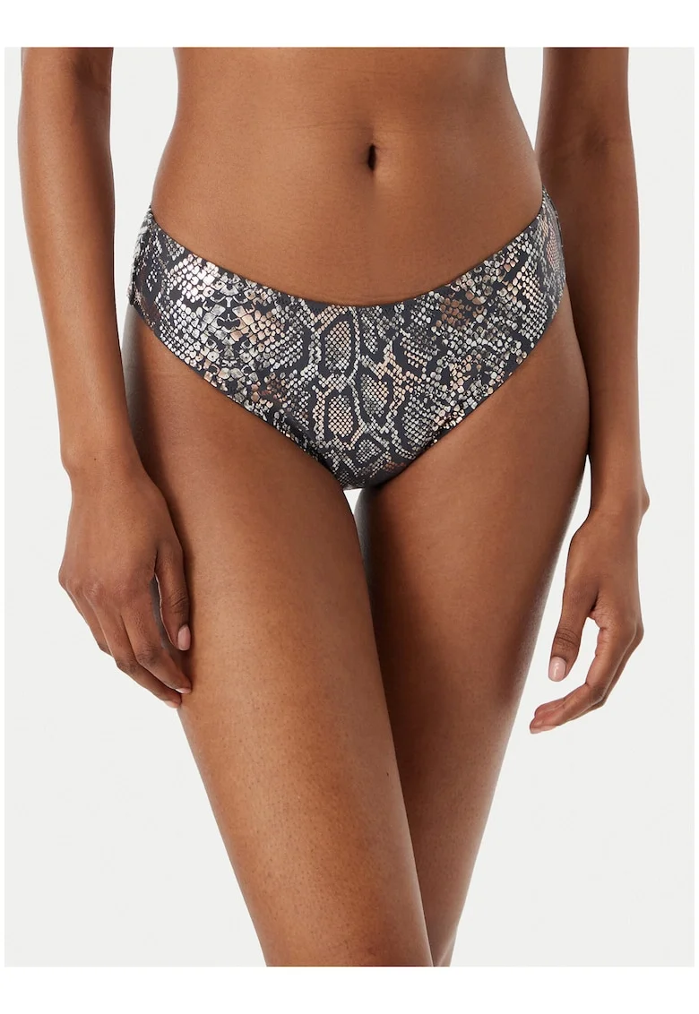 Slip de bikini Dama,  animal print, gri/negru, material sintetic
