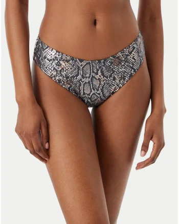Slip de bikini Dama,  animal print, gri/negru, material sintetic