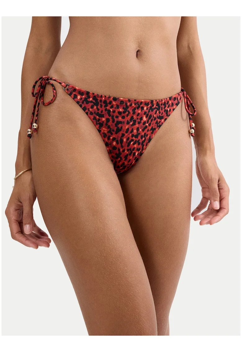 Slip de bikini dama,  animal print, talie joasa, multicolor, poliamida/elastan