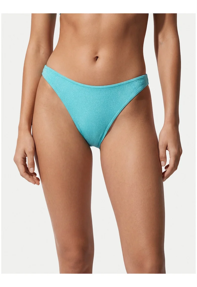 Slip de bikini,  turcoaz, material sintetic, croiala braziliana