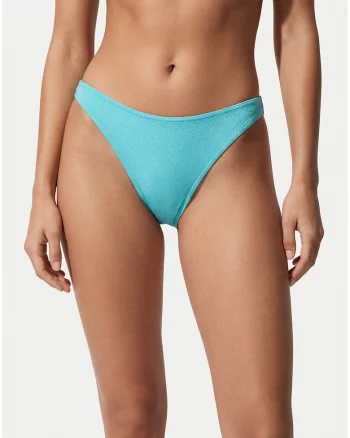 Slip de bikini,  turcoaz, material sintetic, croiala braziliana