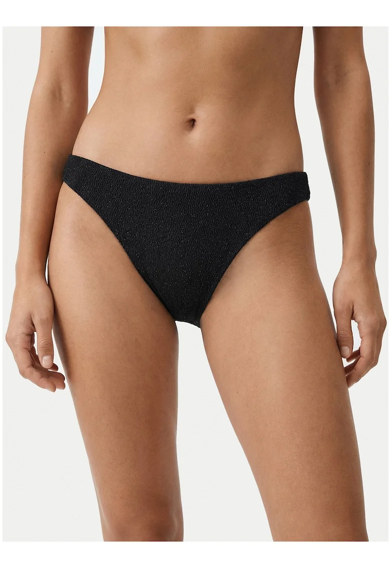 Slip de bikini dama,  negru, elastic, lucios
