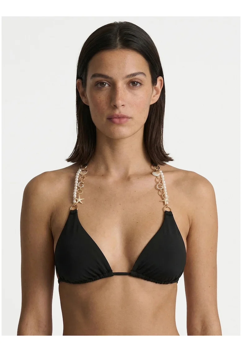 Costum de baie dama,  sutien bikini, negru, material elastic, fara armatura