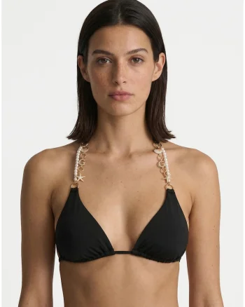 Costum de baie dama,  sutien bikini, negru, material elastic, fara armatura
