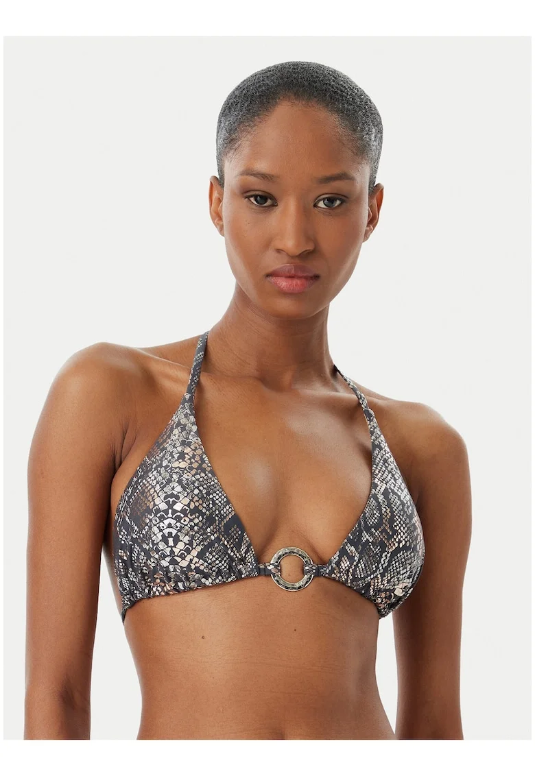 Sutien de bikini pentru femei,  animal print, gri/negru, material sintetic