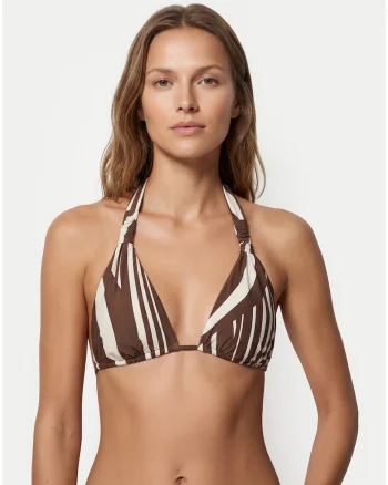 Sutien de bikini pentru femei,  maro, imprimeu grafic, material sintetic