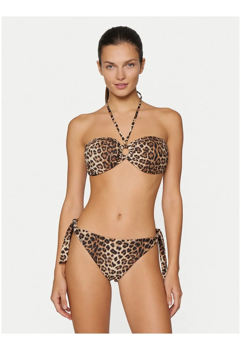 Slip de bikini dama,  animal print, bej, material sintetic