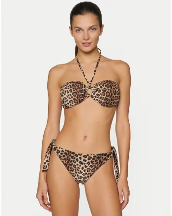 Slip de bikini dama,  animal print, bej, material sintetic