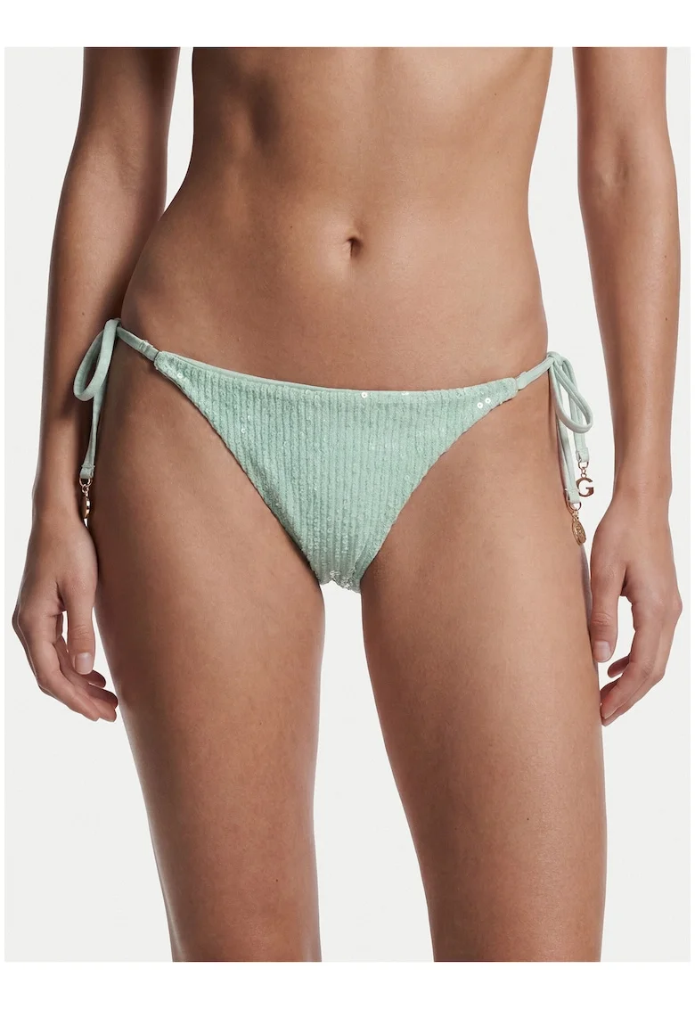 Slip de bikini dama,  verde-albastru, croiala clasica, material elastic, set